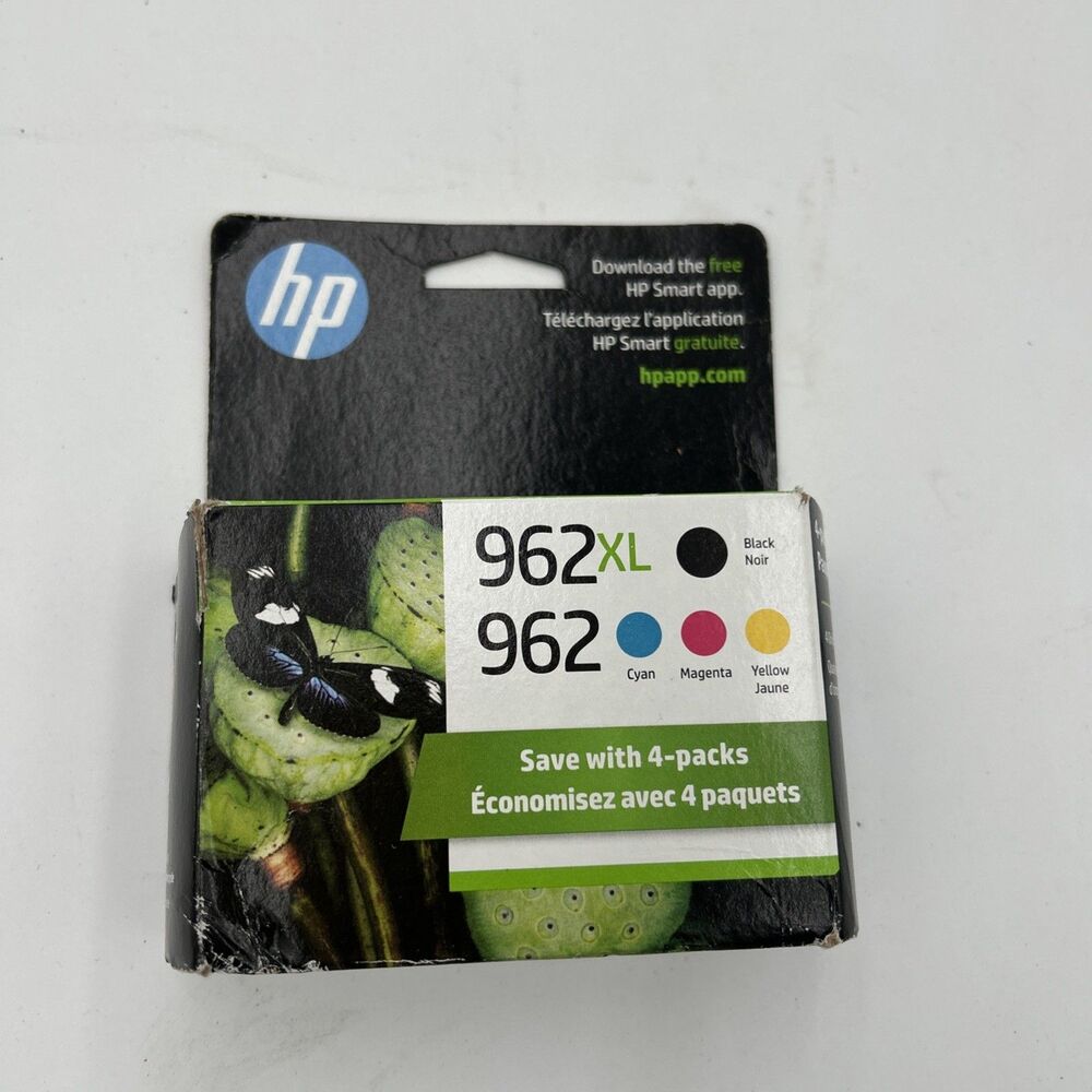 HP 962XL Black 962 Cyan Magenta Yellow Genuine Ink 4 Pack 3JB34AN 6/2027 OEM